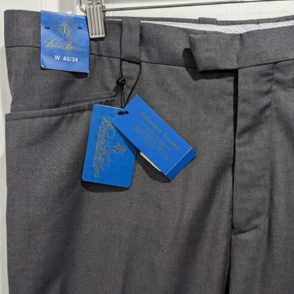 NWT Brooks Brothers | Gabardine Wool Trousers In Grey (40/34) - Picture 6 of 10